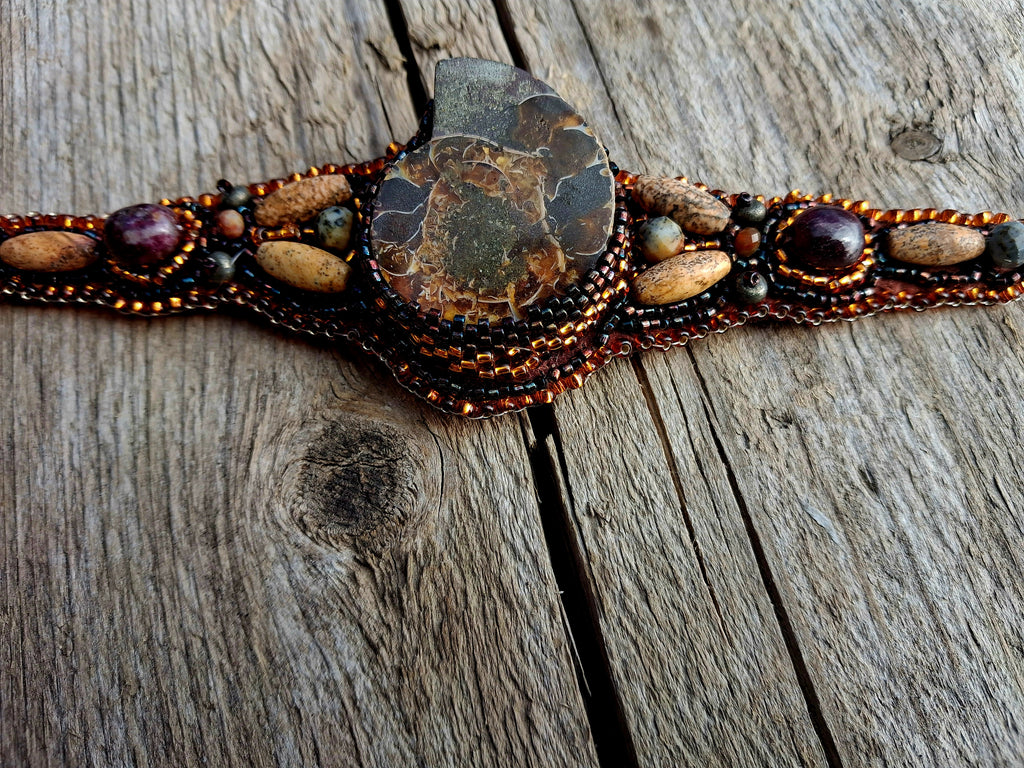 Bracelet "Time on Your Wrist" with Natural Ammonite