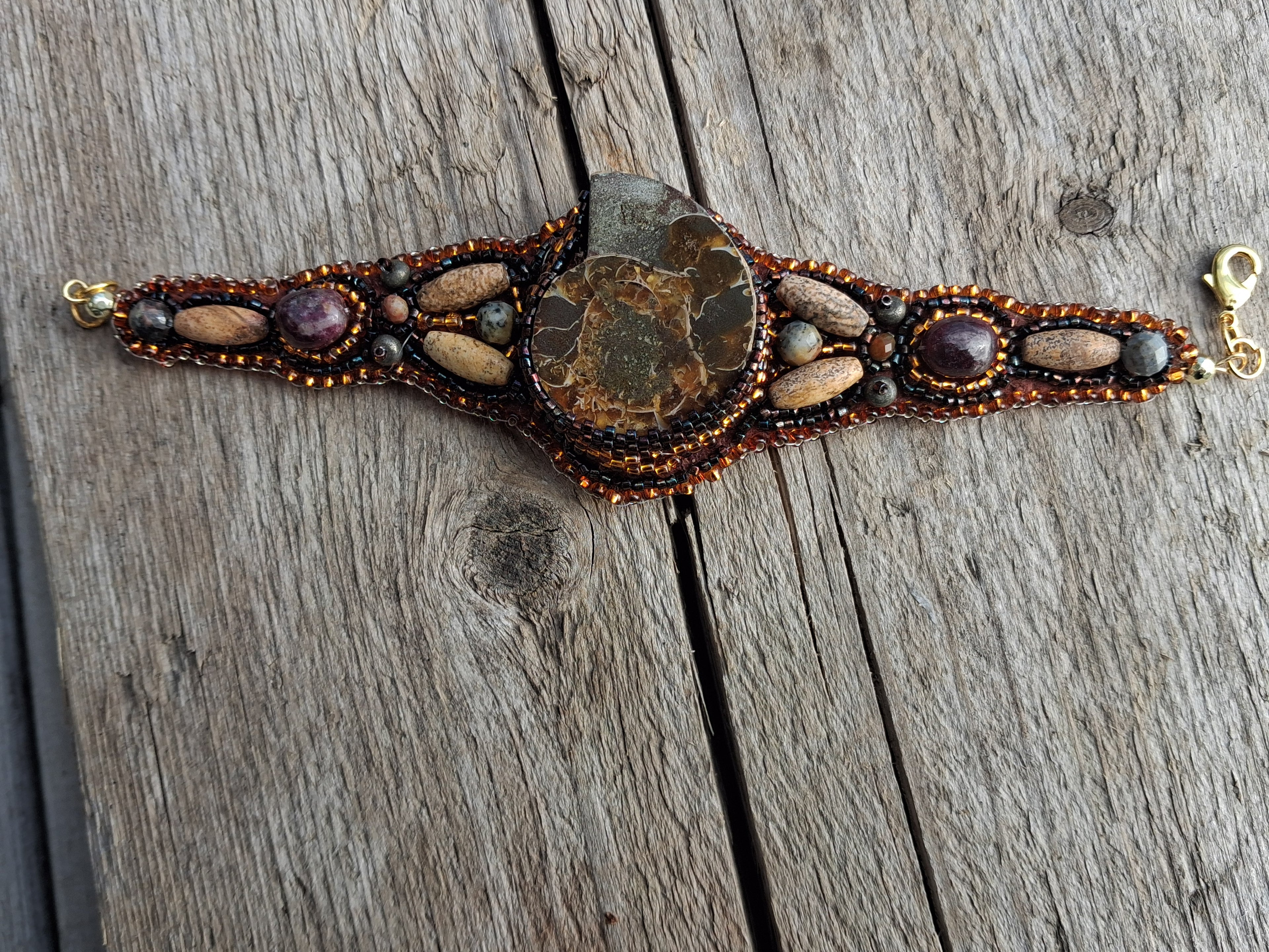 Bracelet "Time on Your Wrist" with Natural Ammonite