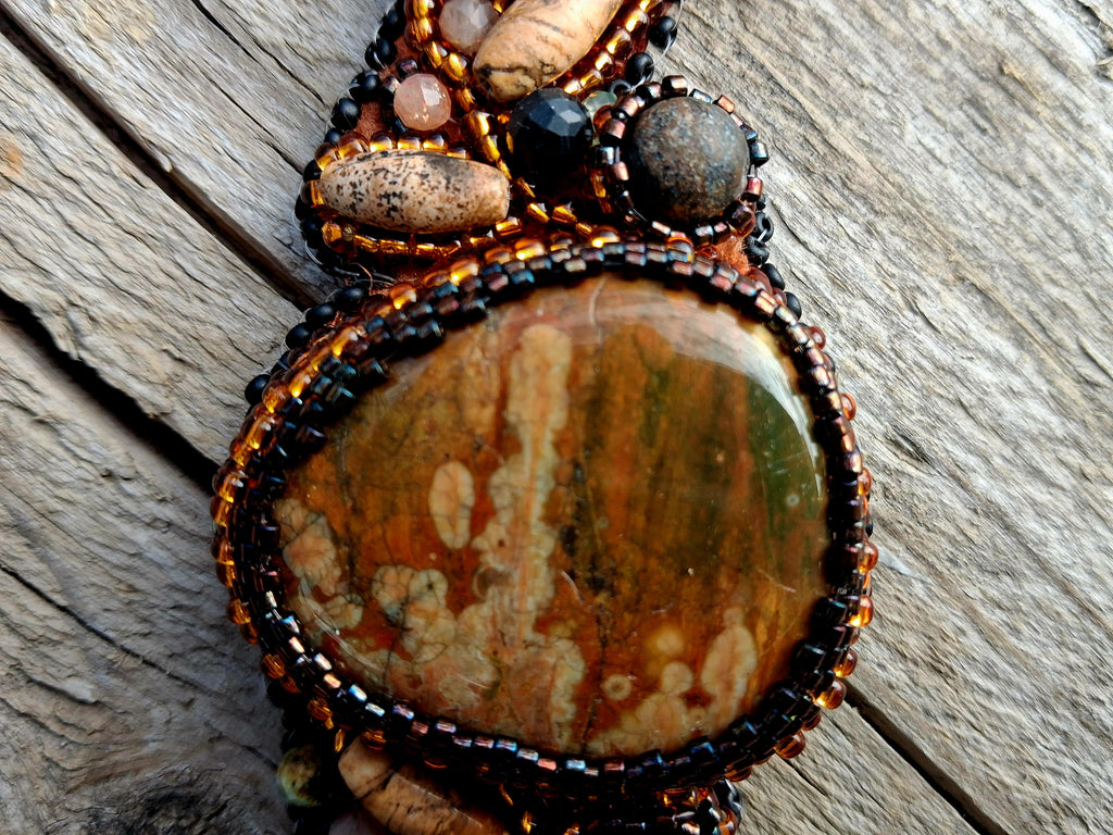 Bracelet "The Echo of Time" & Rhyolite &Turritella Agates