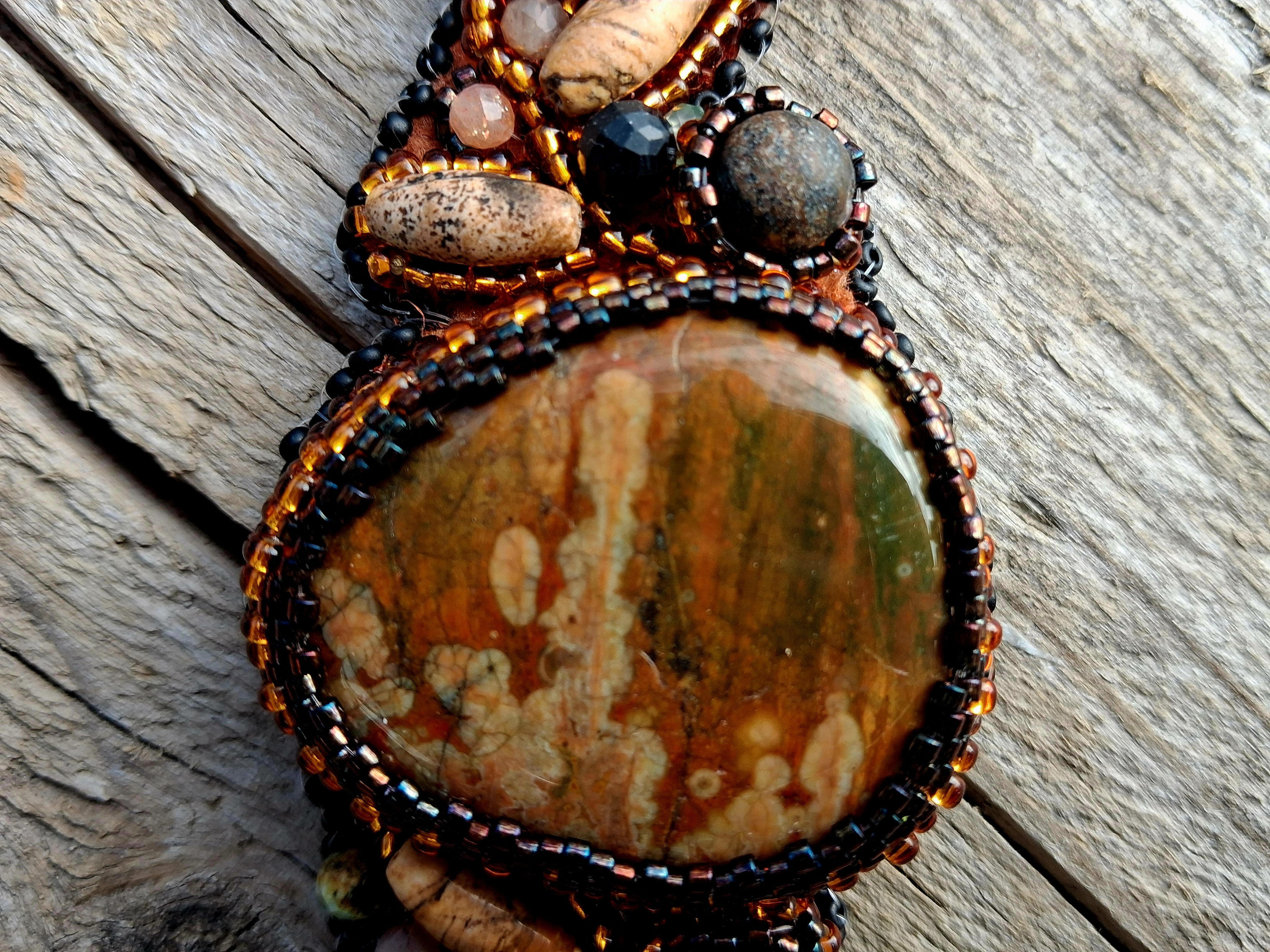 Bracelet "The Echo of Time" & Rhyolite &Turritella Agates