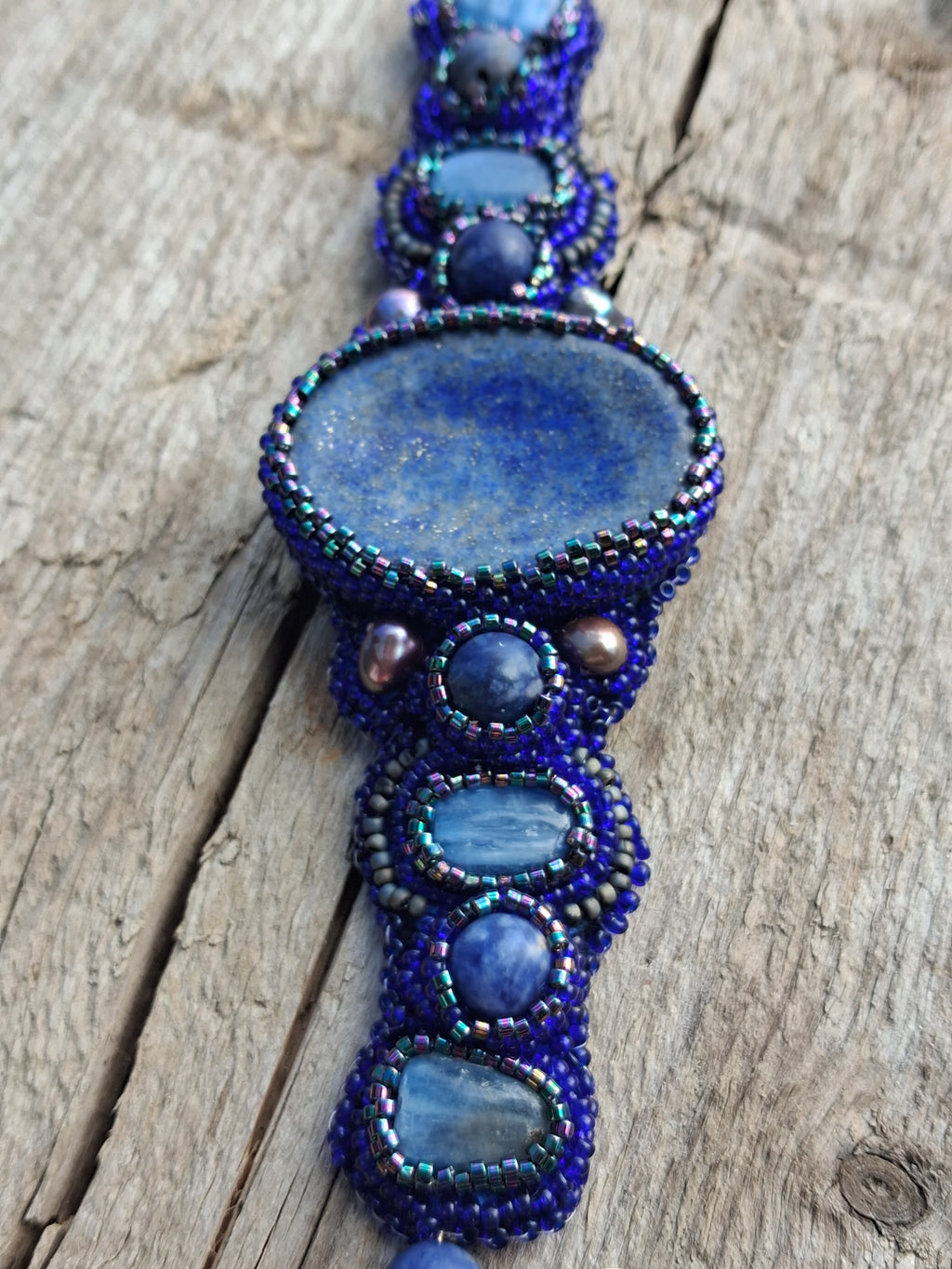 "Night Sea" Bracelet – Handcrafted Lapis Lazuli & Pearl Jewelry