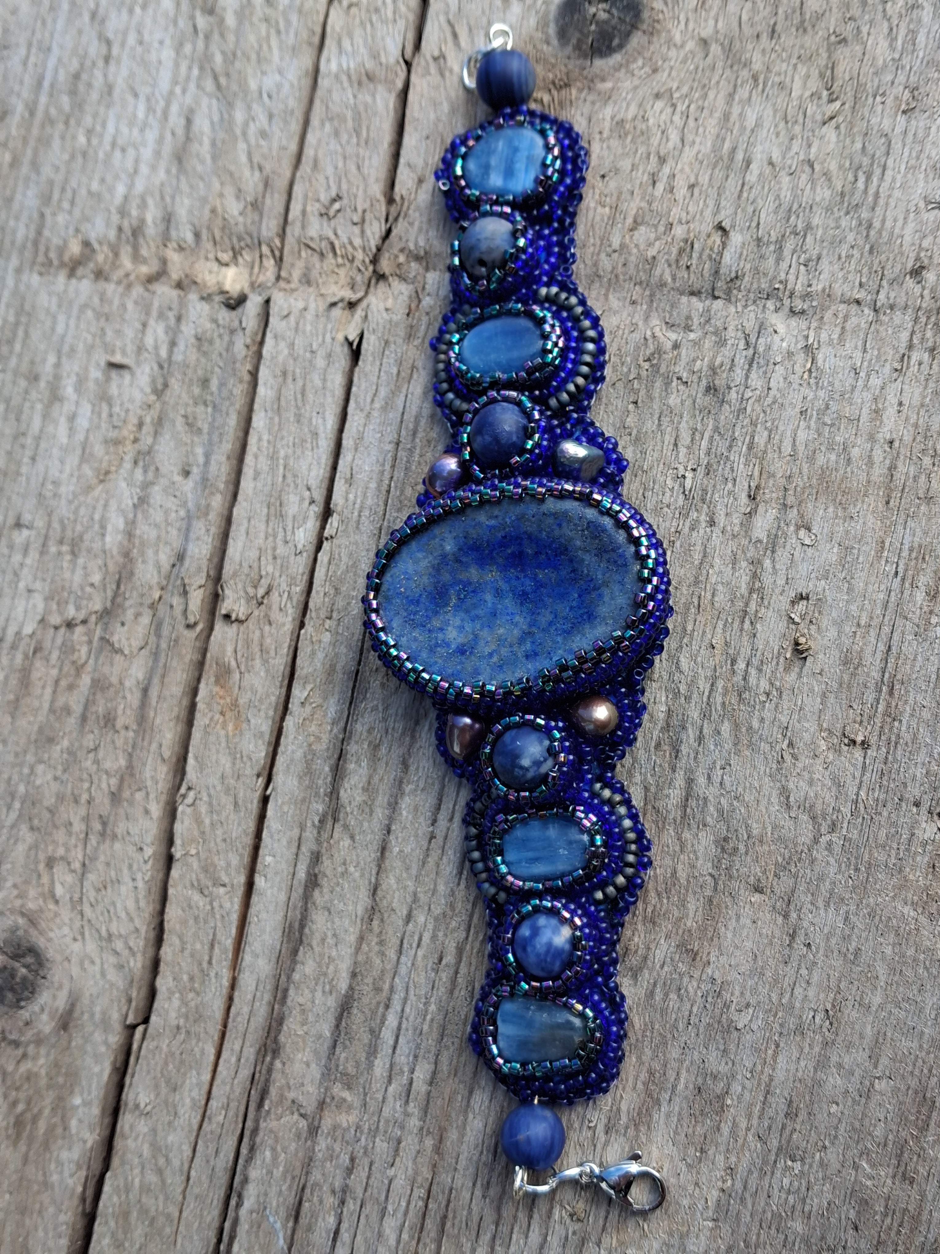 "Night Sea" Bracelet – Handcrafted Lapis Lazuli & Pearl Jewelry