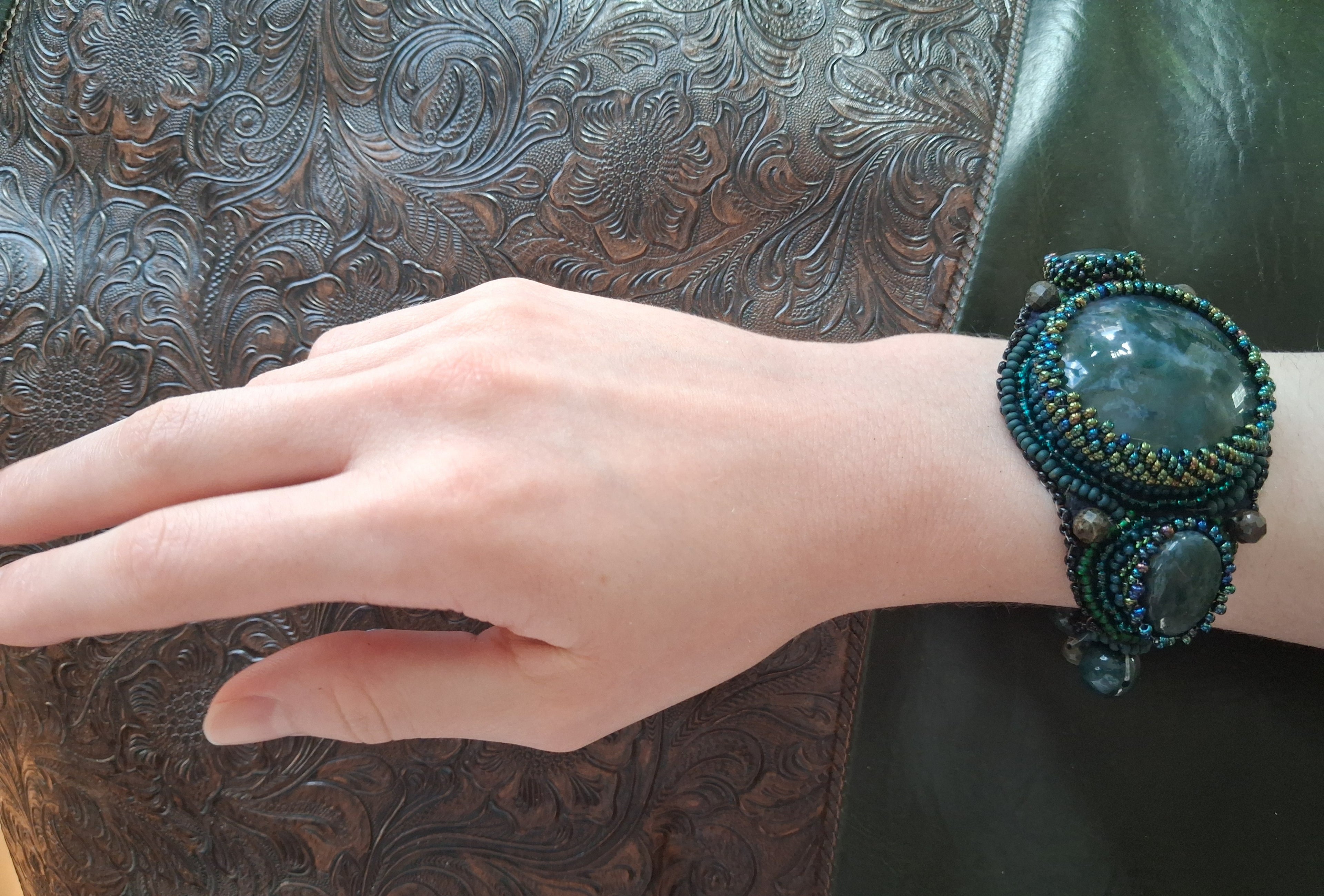 Bracelet "The Breath of the Forest" & Moss Agat