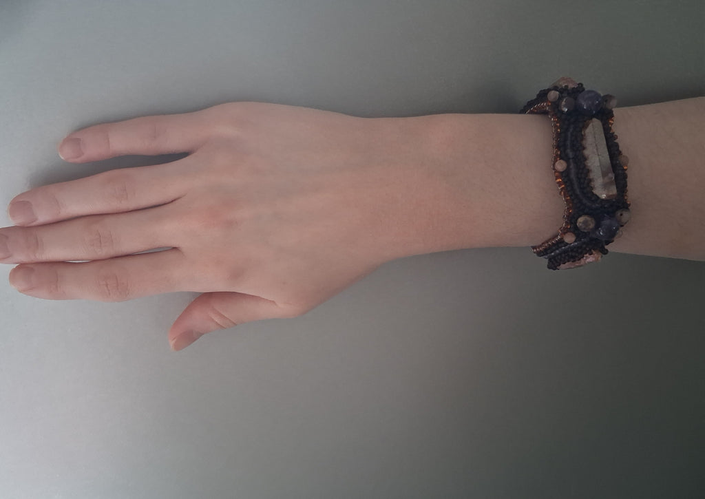 Bracelet "Golden Glow" &Quartz&Amethyst