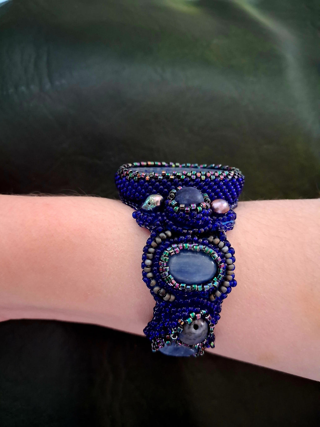 "Night Sea" Bracelet – Handcrafted Lapis Lazuli & Pearl Jewelry