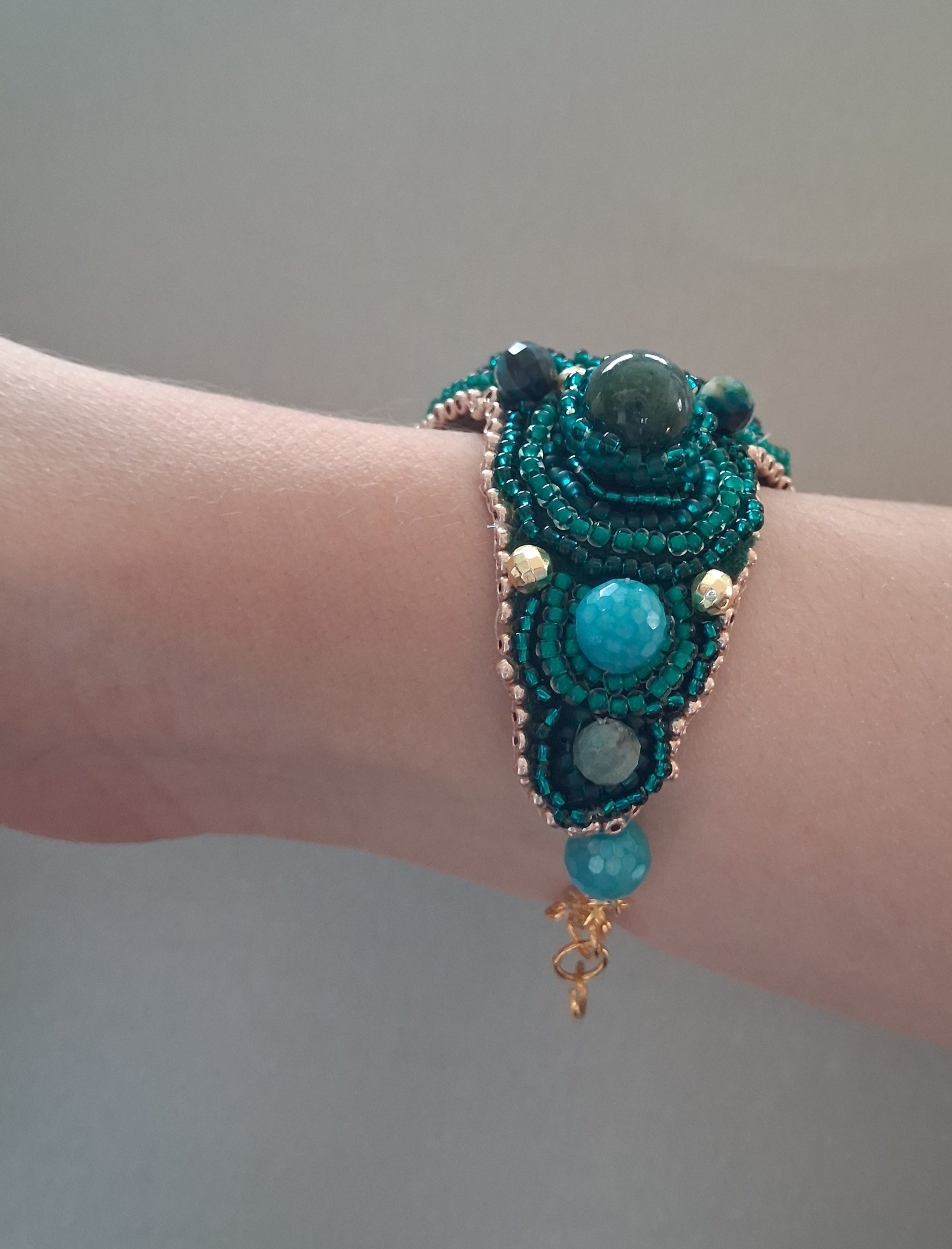 Bracelet "The Heart of the Ocean" & Fluorite& Moss Agate & Amazonite