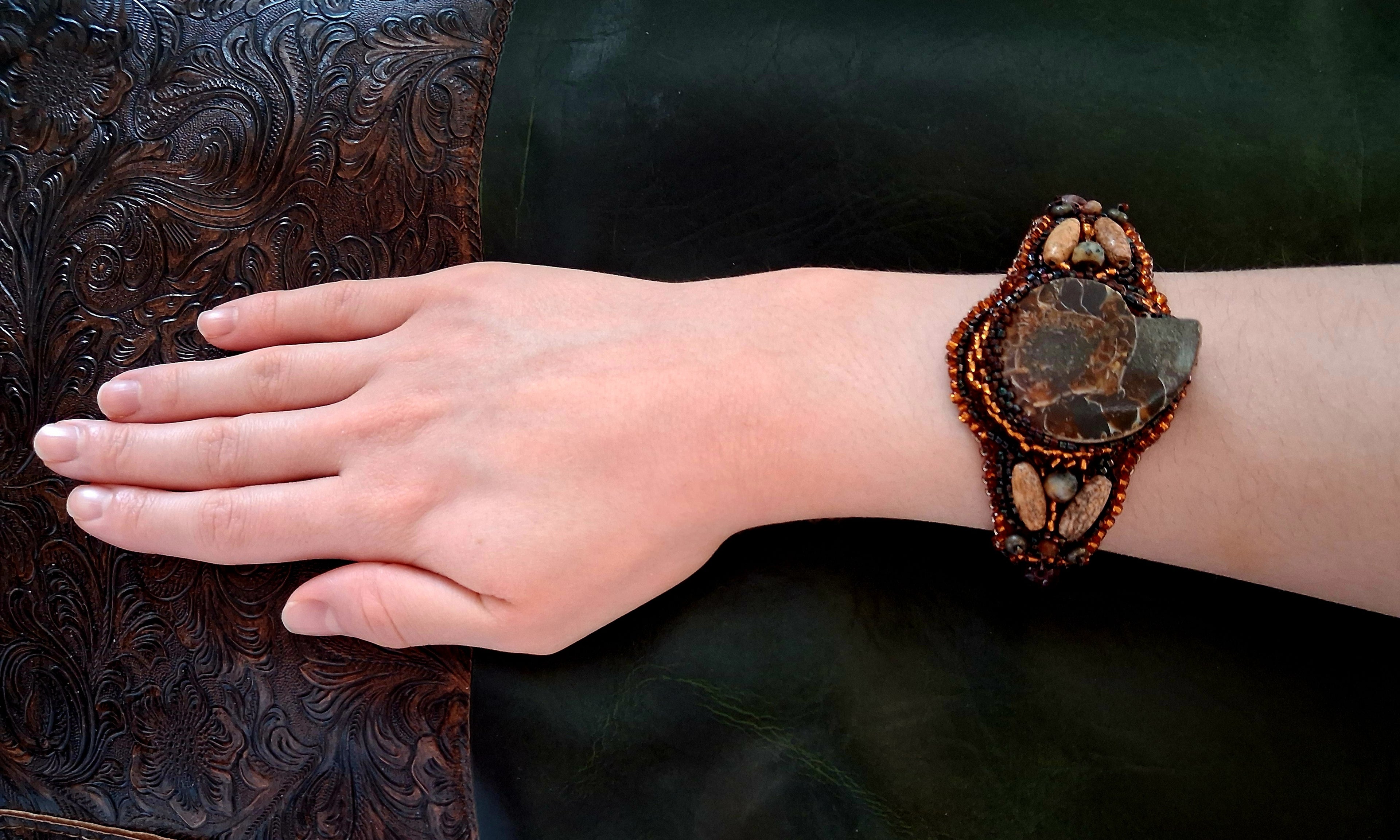 Bracelet "Time on Your Wrist" with Natural Ammonite