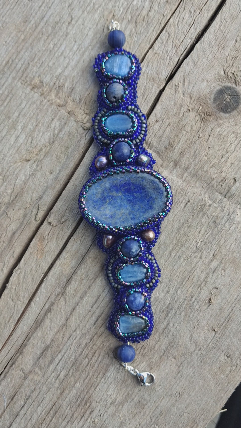 "Night Sea" Bracelet – Handcrafted Lapis Lazuli & Pearl Jewelry