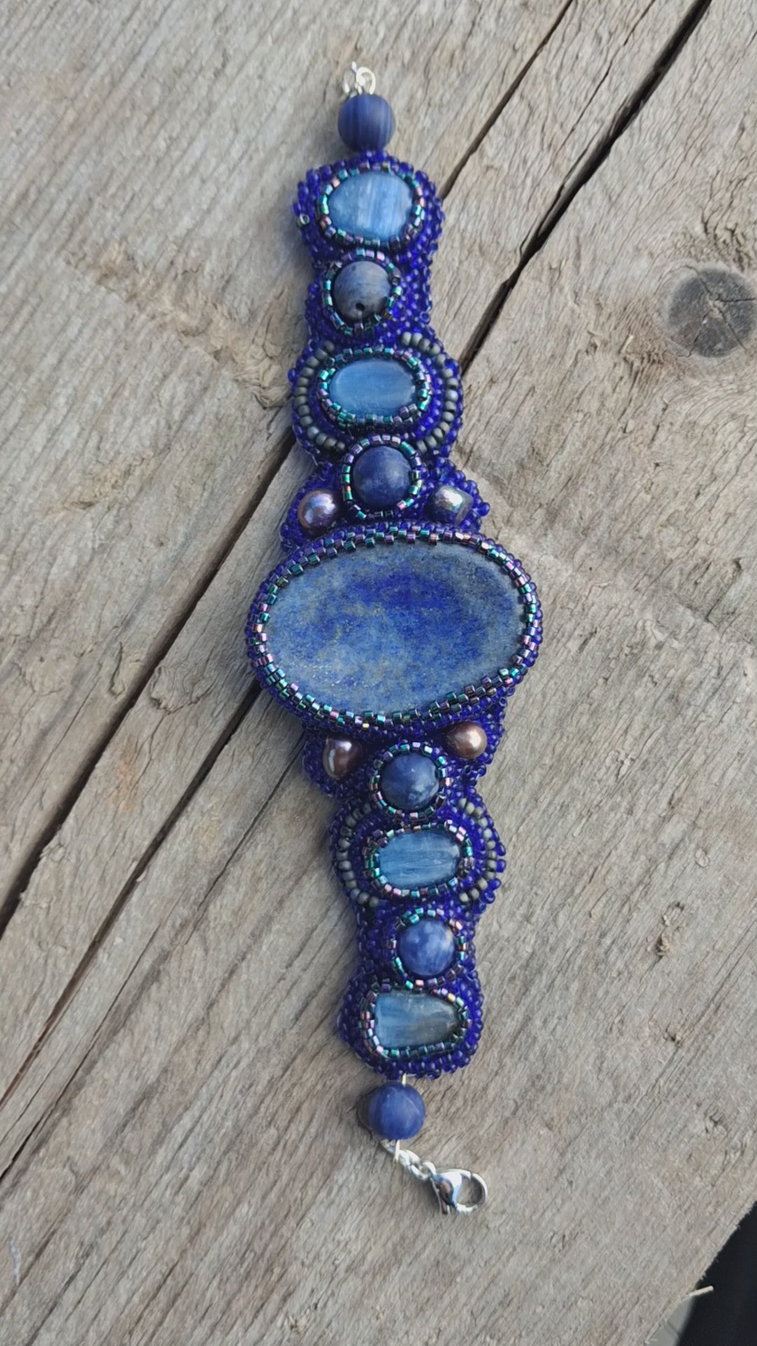 "Night Sea" Bracelet – Handcrafted Lapis Lazuli & Pearl Jewelry