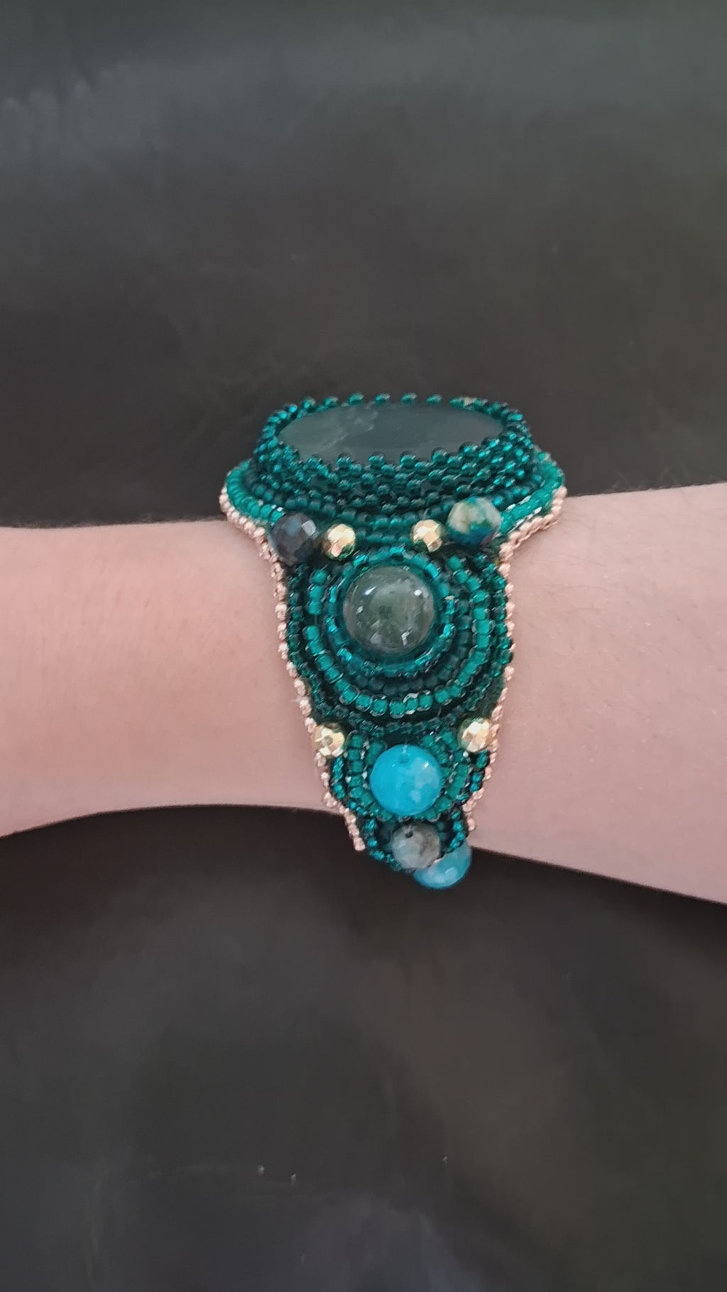 Bracelet "The Heart of the Ocean" & Fluorite& Moss Agate & Amazonite