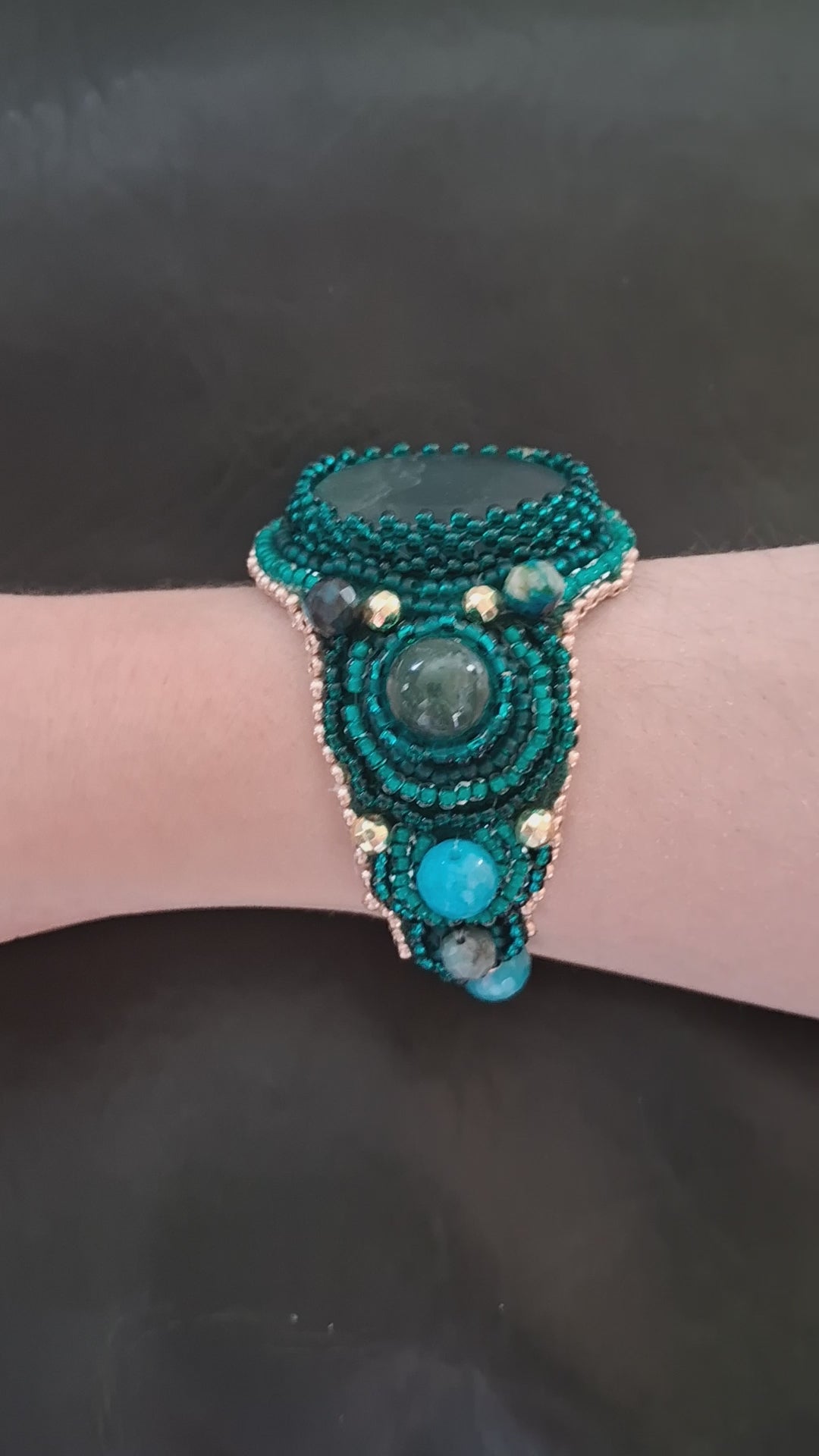 Bracelet "The Heart of the Ocean" & Fluorite& Moss Agate & Amazonite