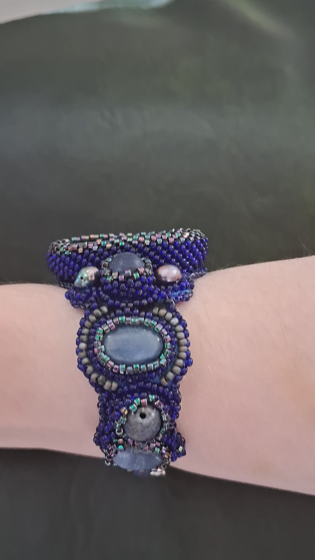 "Night Sea" Bracelet – Handcrafted Lapis Lazuli & Pearl Jewelry